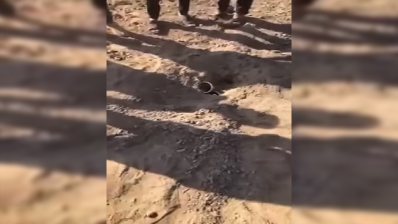 A fallen rocket is pictured in Erbil's Qushtapa district, August 24, 2021. (Photo: Screen grab)